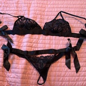 Adore Me Black Lace and G string set